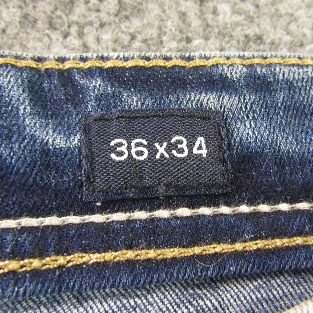 BKE Seth Jeans Men 36x34 Loose Blue Light Wash Straight Leg Stretch Thick Stitch - Picture 5 of 16